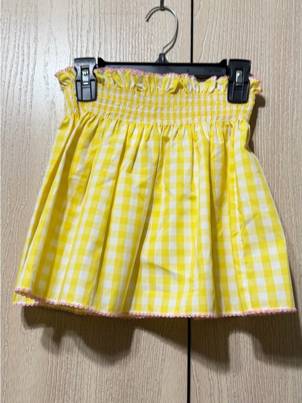 Yellow Gingham Smocked Girls' Skirt
